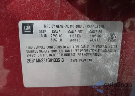 2016 Cadillac Xts Luxury Collection из США, поврежденный, VIN 2G61M5S31G9133513